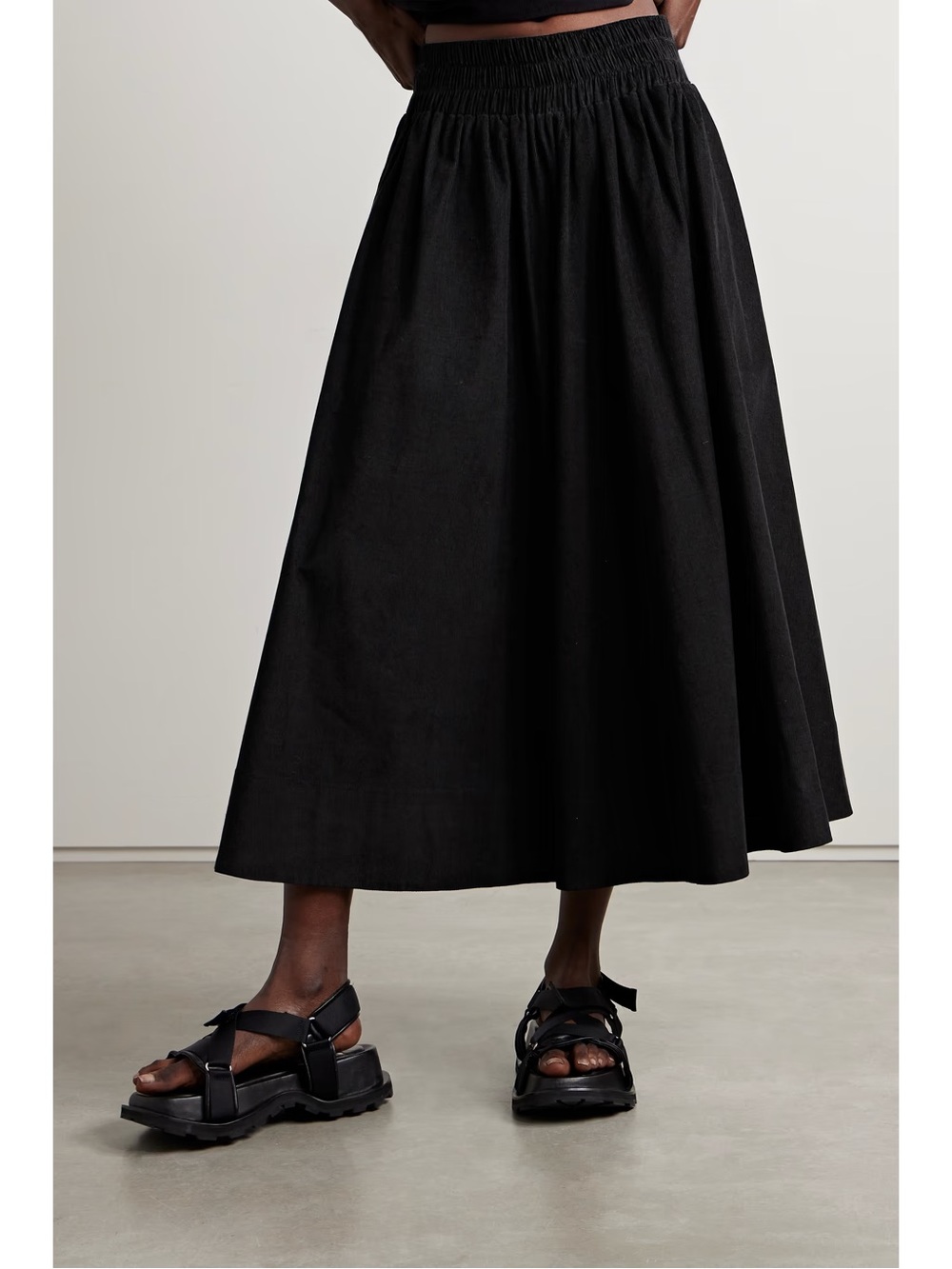 SUZIE KONDI Kyria pleated cotton-corduroy midi skirt
